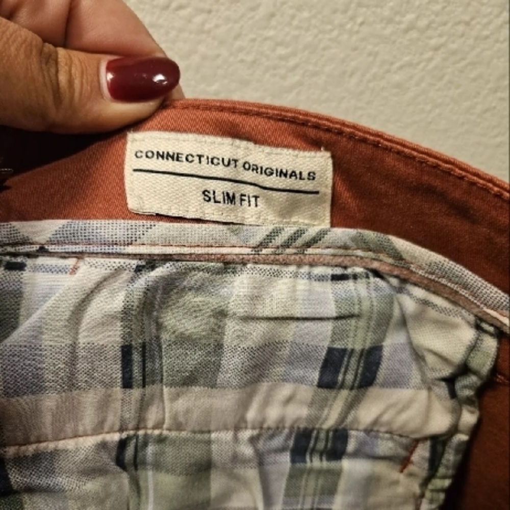 Tailor Vintage Slim Fit Pants Tapered Leg Canyon Red Men Size 38 X 34 New - Picture 4 of 5